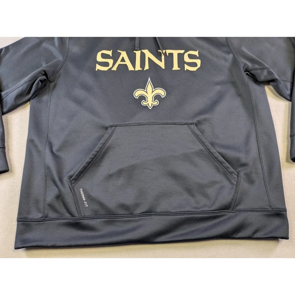 New Orleans Saints Hoodie Mens 2XL XXL Black Nike Sweatshirt Therma-Fit Pullover